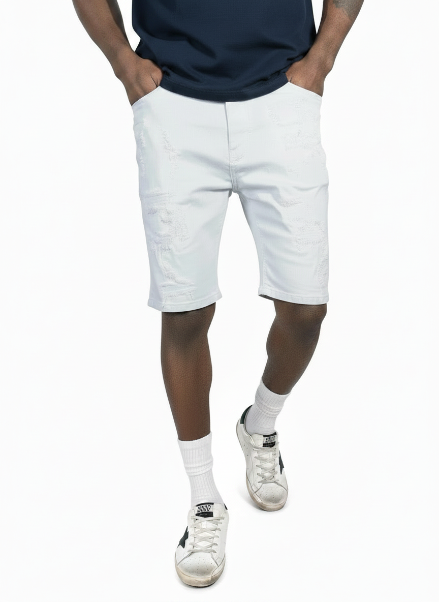 Makobi distressed denim shorts - White