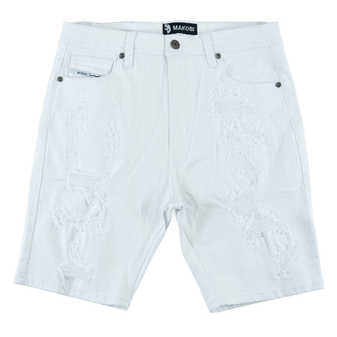 Makobi distressed denim shorts - White