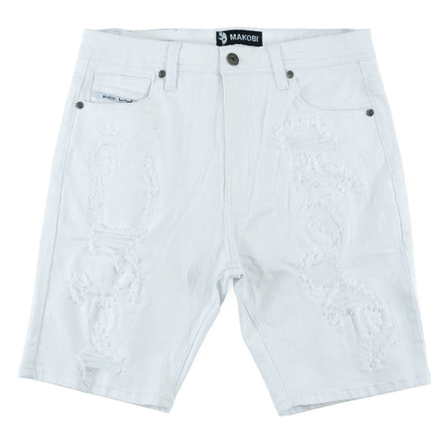 Makobi distressed denim shorts - White
