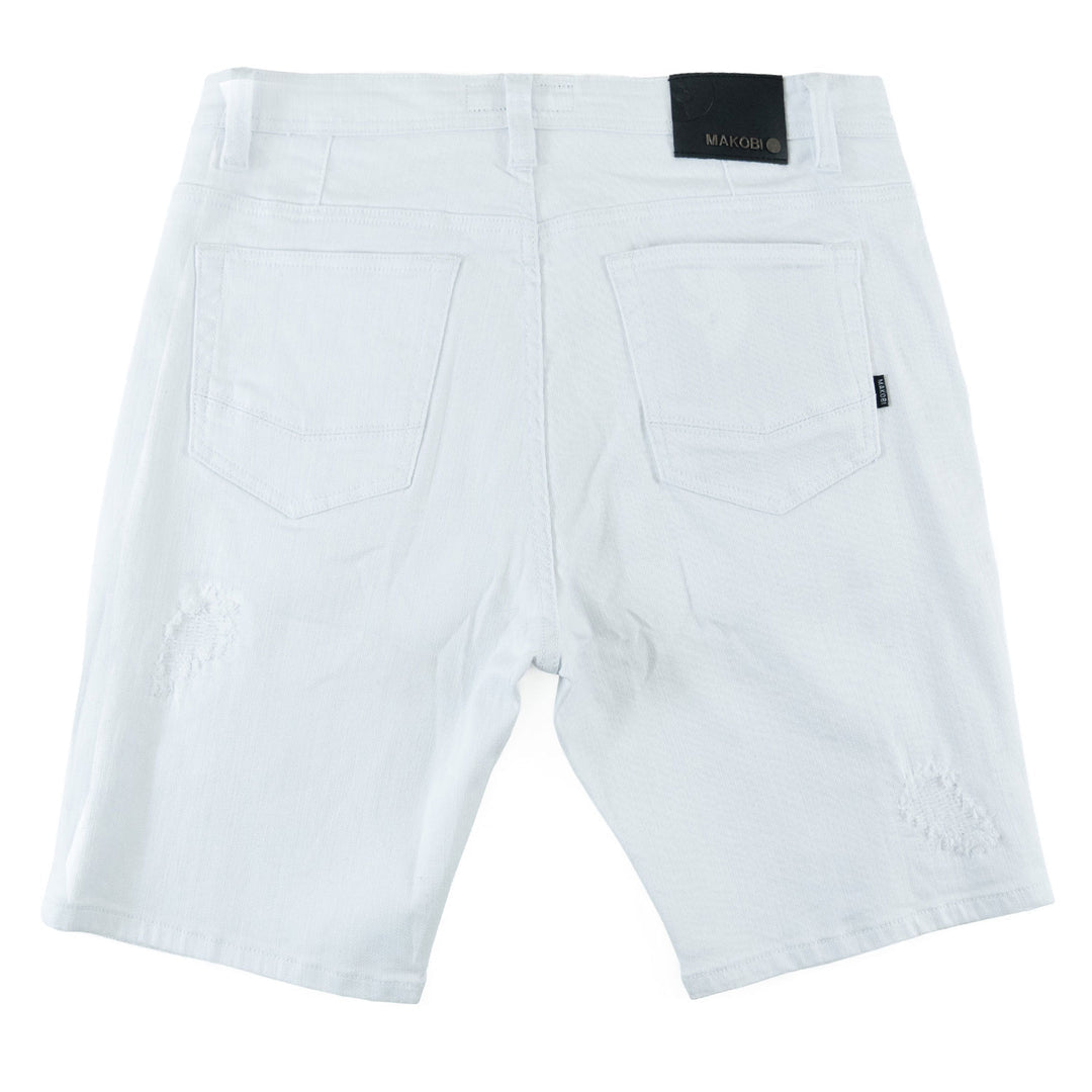 Makobi distressed denim shorts - White